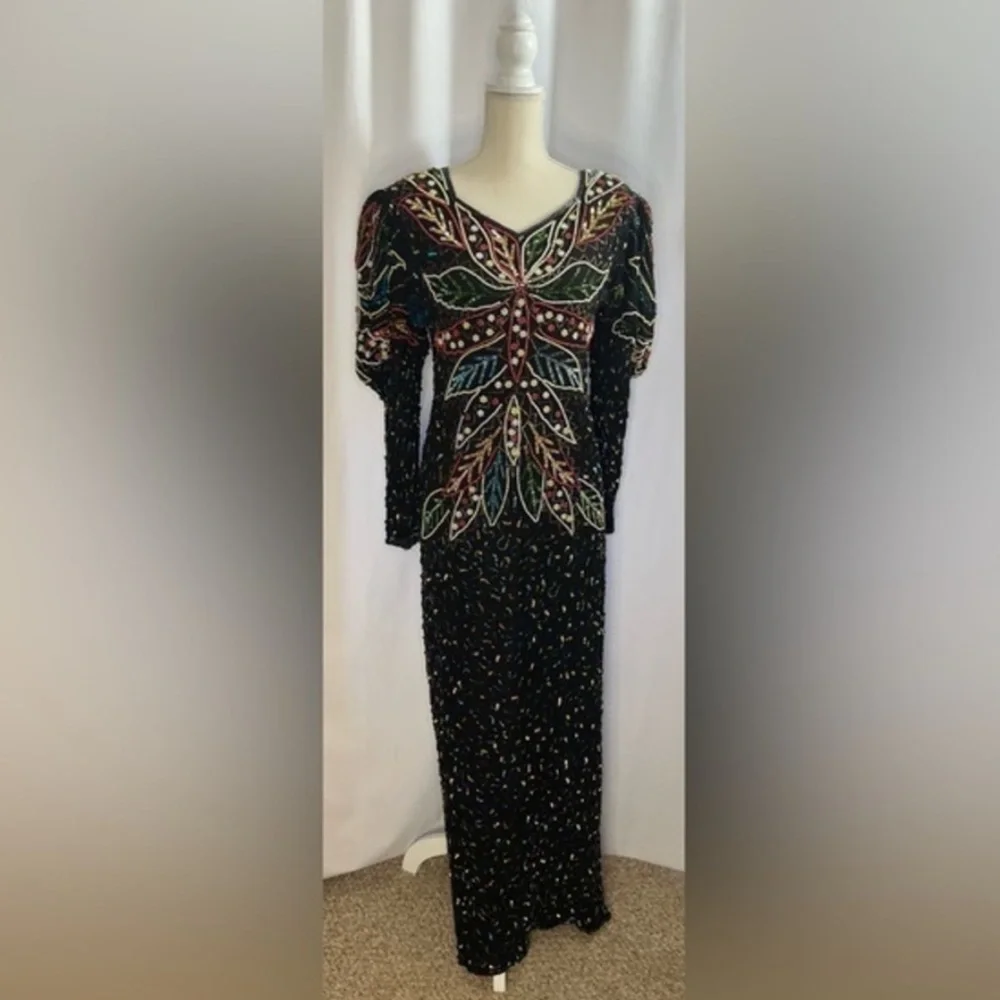 Vintage Beaded Gown, Sequin Dress, size Small / 2 - Picture 6 of 8